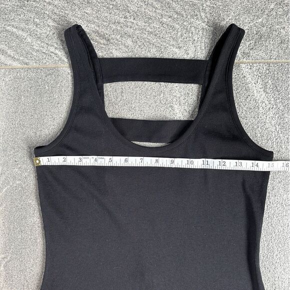 NWT Chaser Rib Shirttail Scoop neck Tank Top Cut Out Ladder Back in Black Small - Picture 3 of 9
